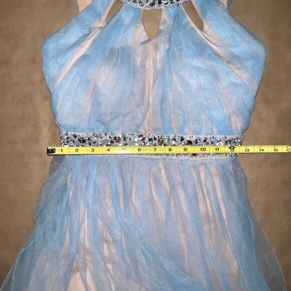 City Triangles Dress beaded cutout halter dress tulle baby blue nude size 5 - Picture 10 of 11